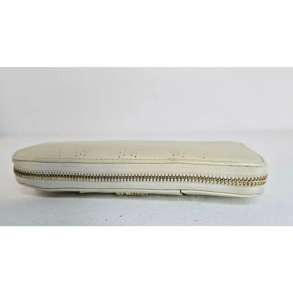 Coach Ashley Cream Perforated Zip Around Wallet Accordian Signature C Pattern - Picture 6 of 10